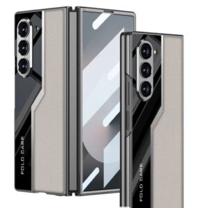 Samsung Galaxy Z Fold 6 Light Grey Leather And Glossy Procase With Inbuilt Front Screen Guard
