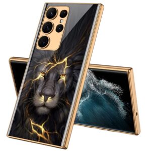 Samsung Galaxy S22 Ultra With Glossy Black And Gold Lion Design Case