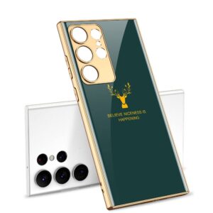 Samsung Galaxy S23 Ultra  With Glossy Green And Gold Deer Design Case