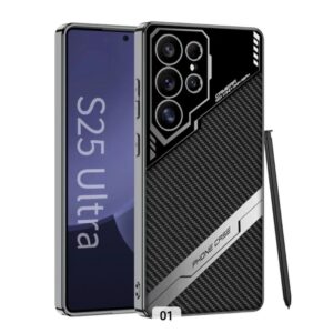 Samsung Galaxy S25 Ultra Carbon Black Fancy Leather And Glossy Design Case
