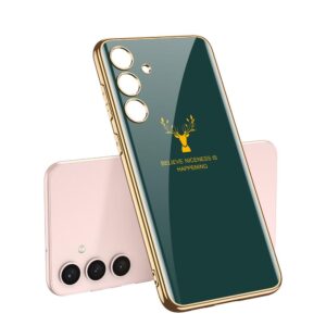 Samsung Galaxy S24  With Glossy Green And Gold Deer Design Case