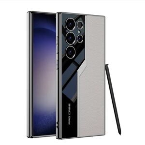 Samsung Galaxy  S24 Ultra Light Grey  Leather And Glossy Procase Design Case