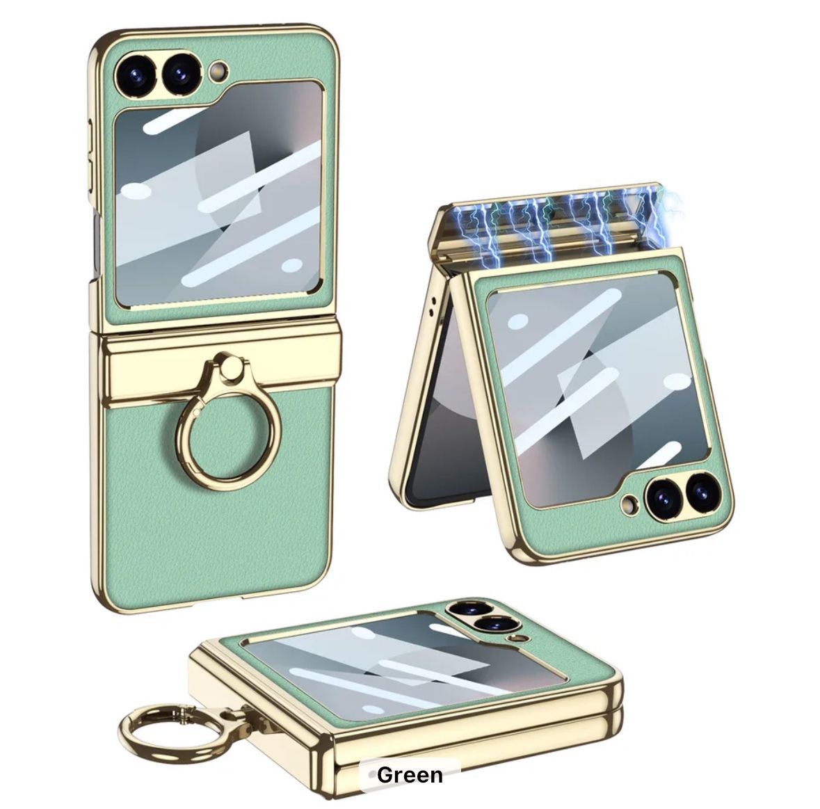 Samsung Galaxy Z Flip 6 Green Matt Styles With Magnetic Hinge And Inbuilt Front Screen Guard