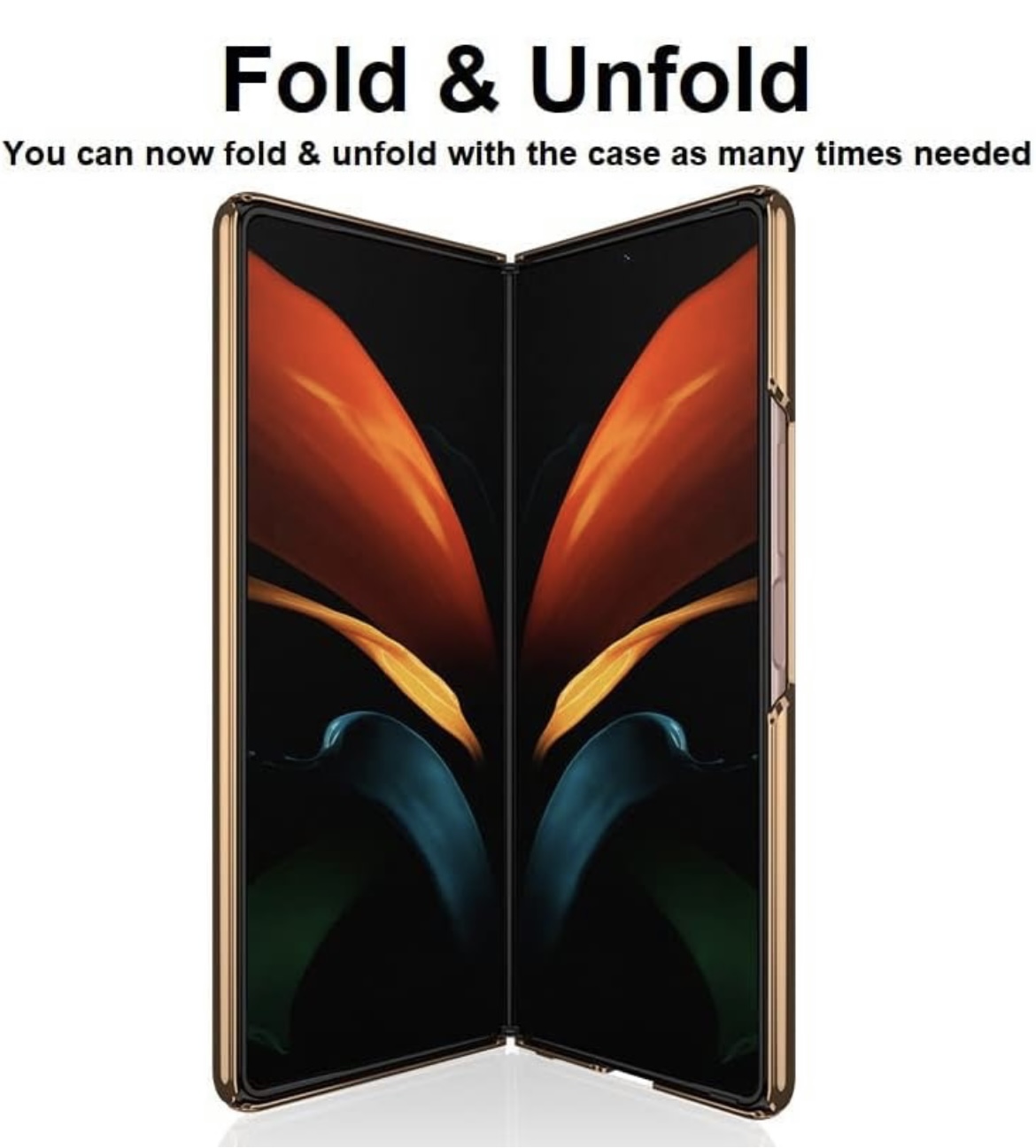 Samsung Galaxy Z Fold 5 With Glossy Black And Gold Lion Design Case - Image 4