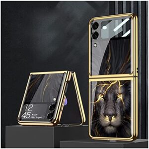 Samsung Galaxy Z Flip 3  With Glossy Black And Gold Lion Design Case
