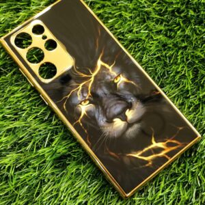 Samsung Galaxy S23 Ultra With Glossy Black And Gold Lion Design Case