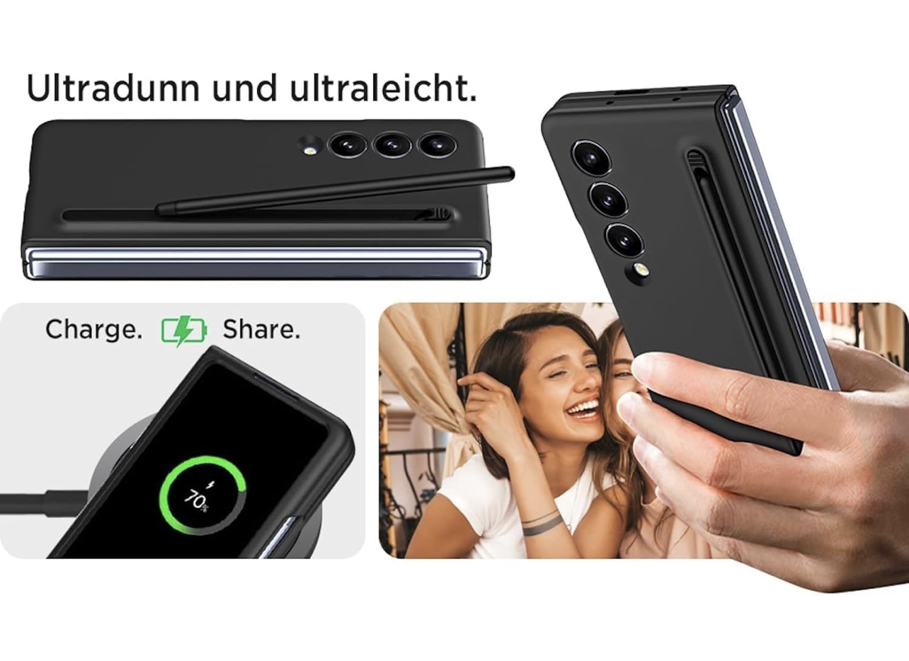 Samsung Galaxy Z Fold 3 Black Silicon OG Spen Case With Inbuilt Free Black Pen - Image 2