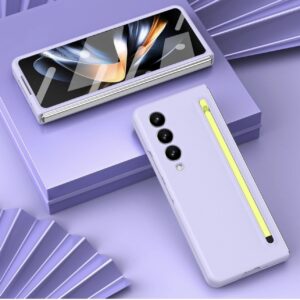 Samsung Galaxy Z Fold 3 Purple  Silicon OG Spen Case With Inbuilt Free Yellow Pen