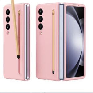 Samsung Galaxy Z Fold 3 Pink  Silicon OG Spen Case With Inbuilt Free Orange Pen