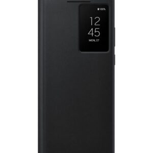 Samsung Galaxy S24 Ultra Black Smart View Wallet Case-Protective Leather Cover With Smart Display, Tap Control, Slim Design
