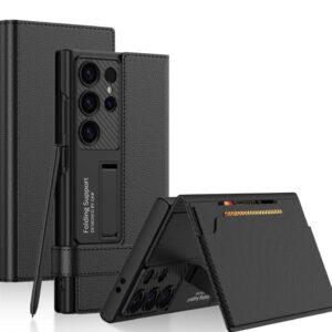 Samsung Galaxy S24 Ultra Black Leather Styles With Magnetic Premium Flip Cover