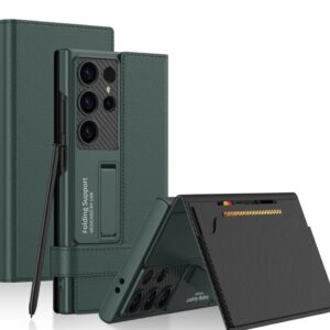 Samsung Galaxy S24 Ultra Green  Leather Styles With  Magnetic Premium Flip Cover