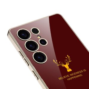 Samsung Galaxy S25 Ultra   Glossy Maroon And Gold Deer